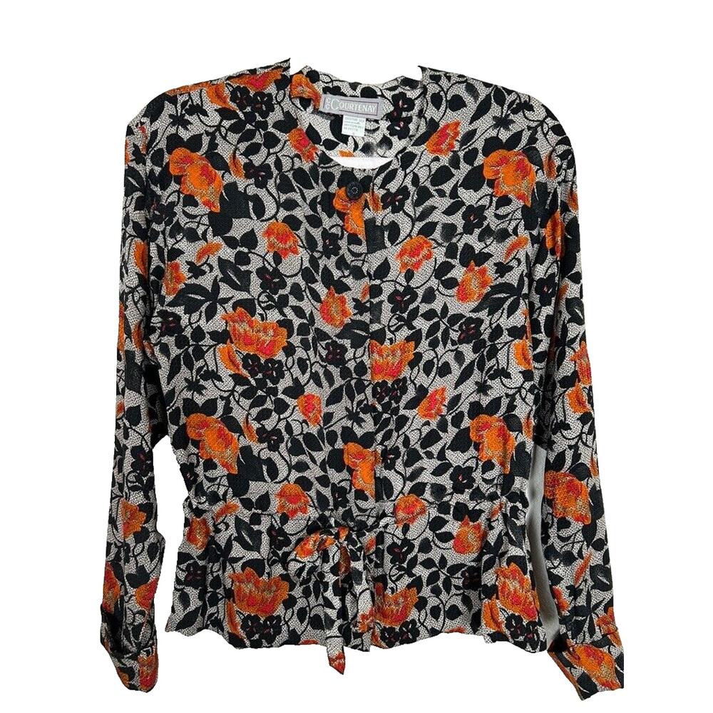 Vintage CCCourtnay Womans 4 button up blouse Dark Cottagecore Bohemian Whimsy